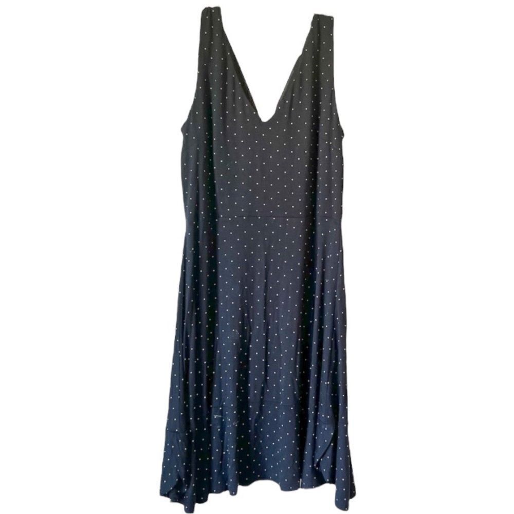 LOFT V-Neck Midi Sleeveless Polka Dot Dress